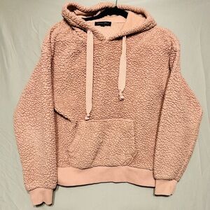 Love Tree Womens Sherpa Pullover Hoodie Size S Pink Lounge Comfort Thick Fuzzy
